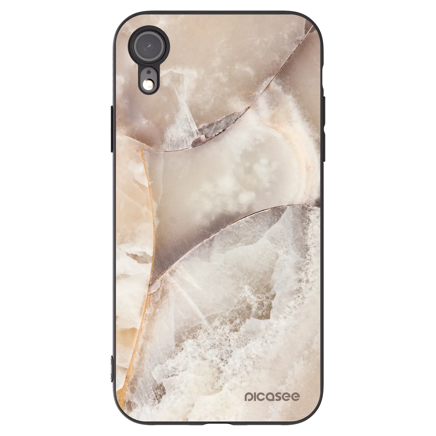 Picasee crna silikonska maskica za Apple iPhone XR - Cream marble