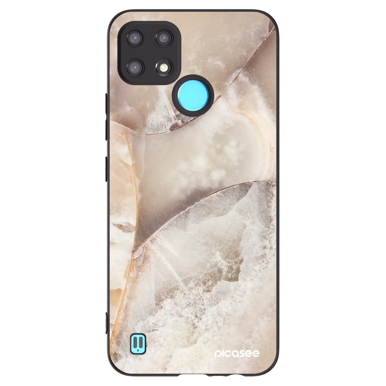 Picasee crna silikonska maskica za Realme C21 - Cream marble