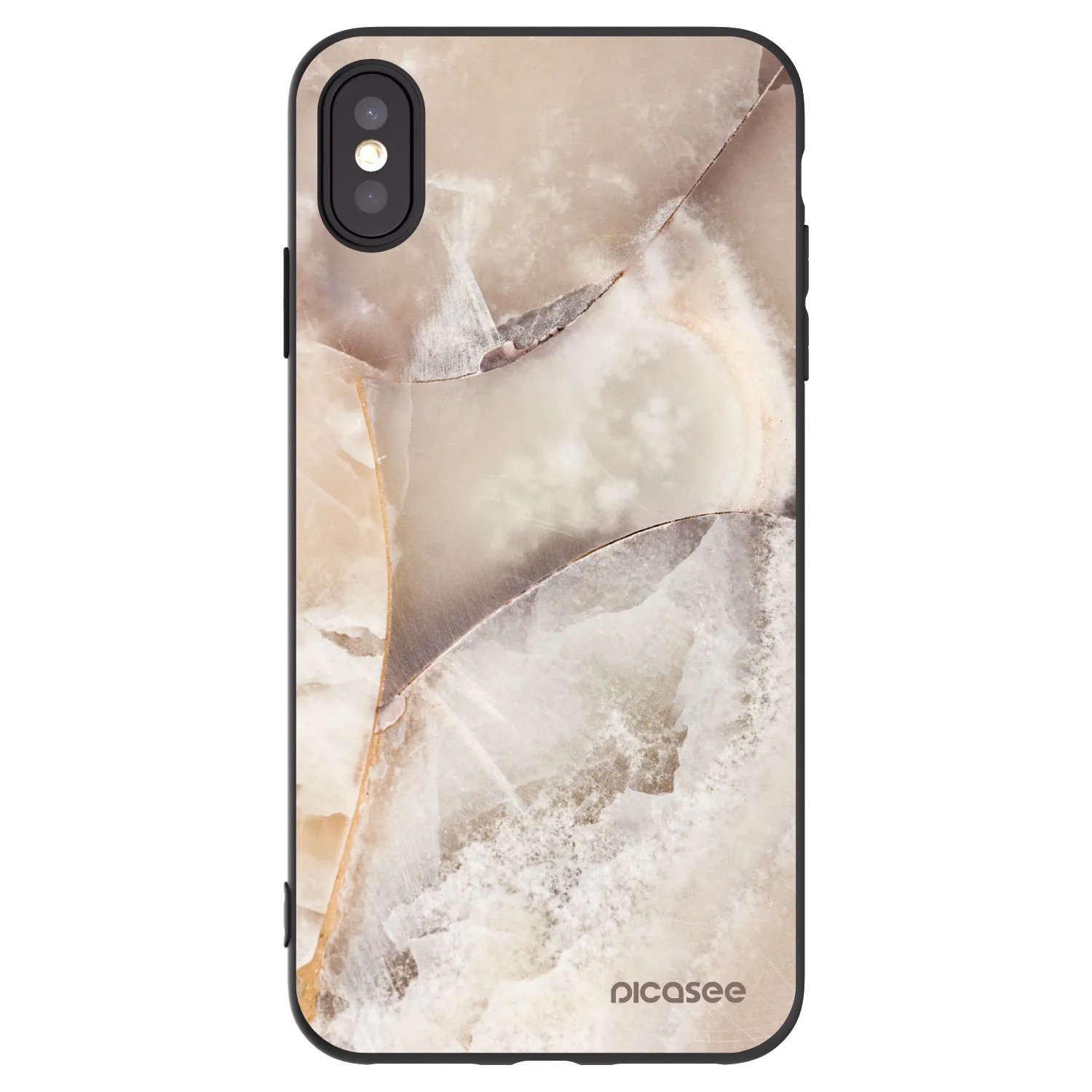 Picasee crna silikonska maskica za Apple iPhone XS Max - Cream marble