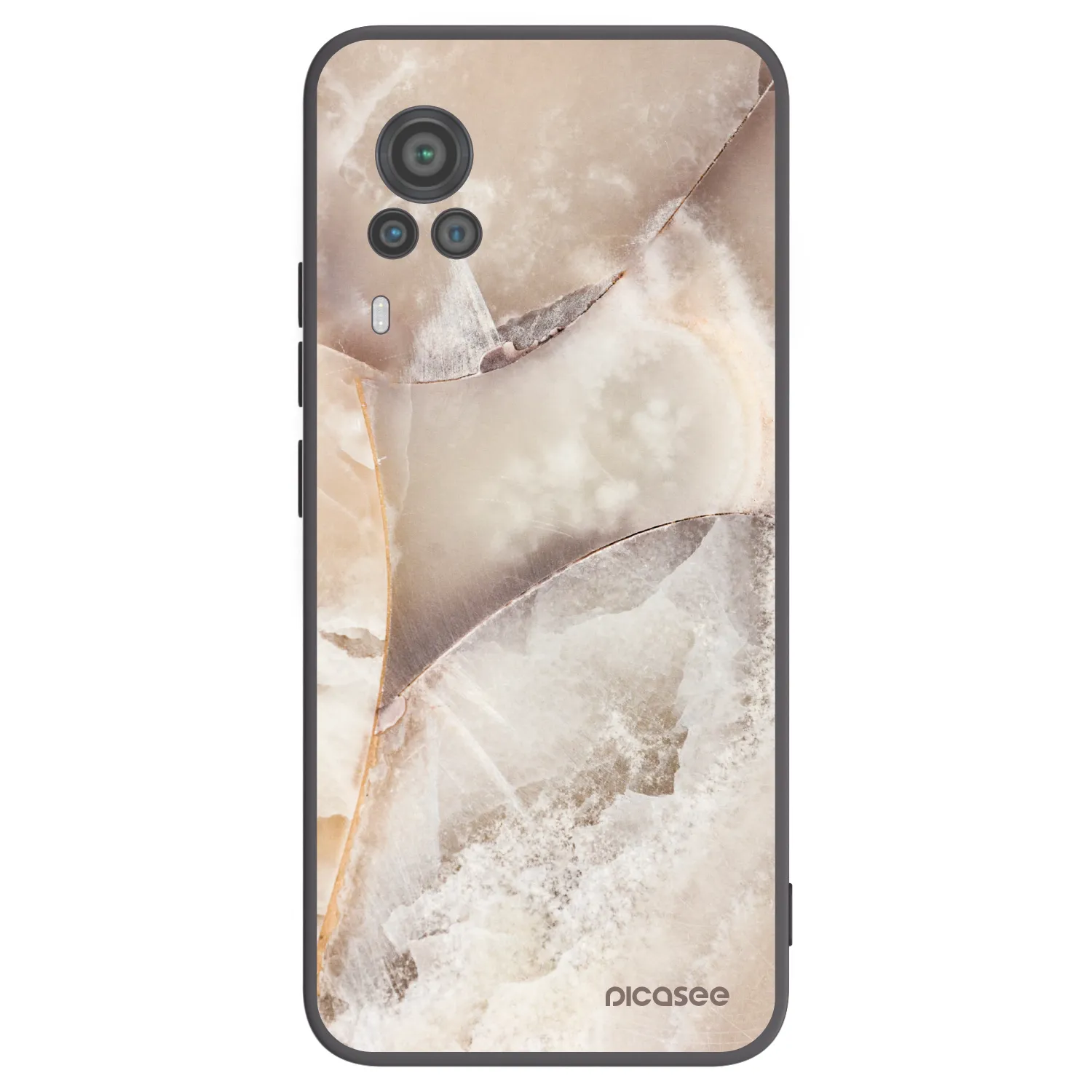 Picasee crna silikonska maskica za Vivo X60 Pro 5G - Cream marble