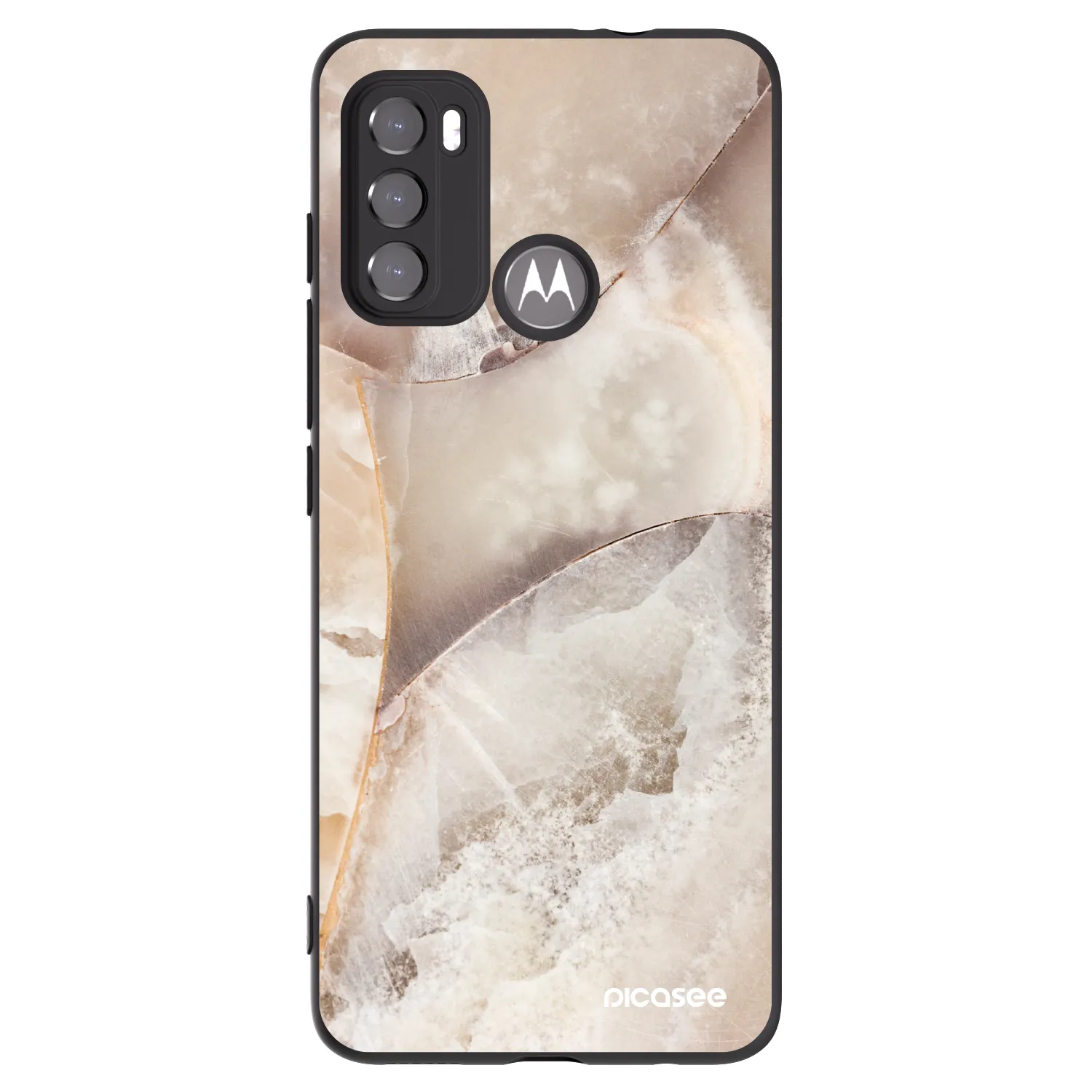 Picasee crna silikonska maskica za Motorola Moto G60 - Cream marble