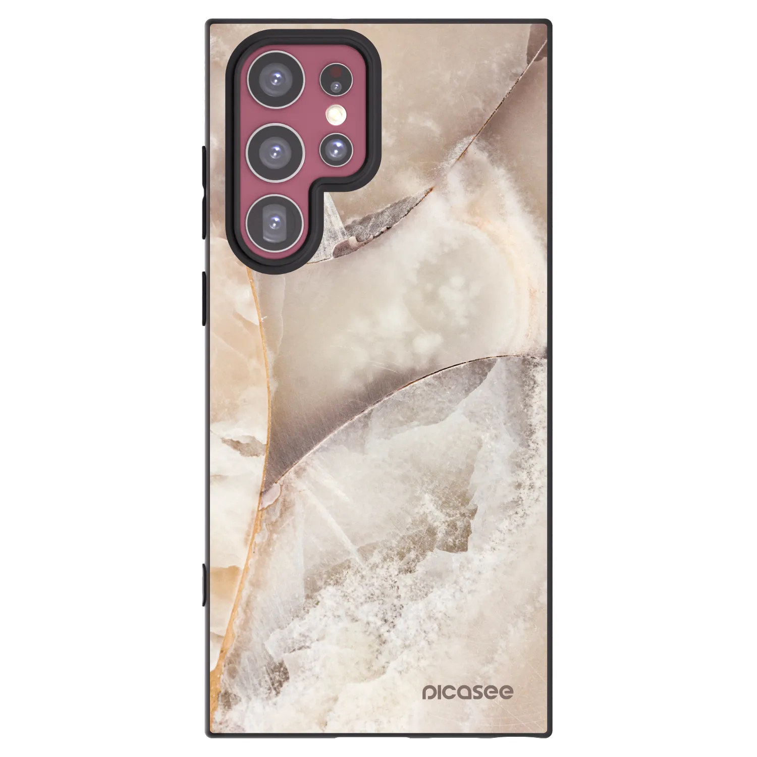 Picasee crna silikonska maskica za Samsung Galaxy S22 Ultra 5G - Cream marble