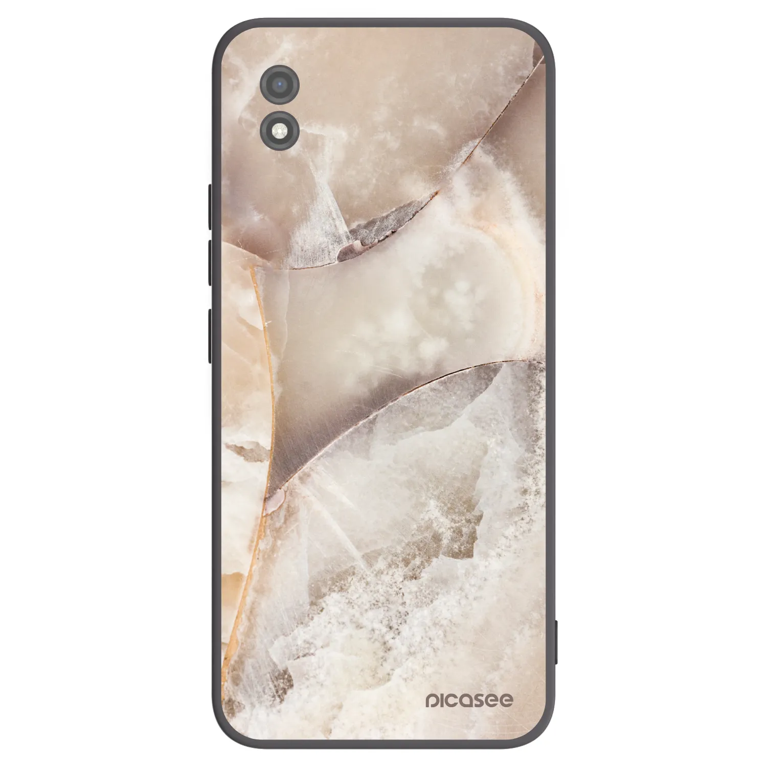 Picasee crna silikonska maskica za Realme C11 (2021) - Cream marble