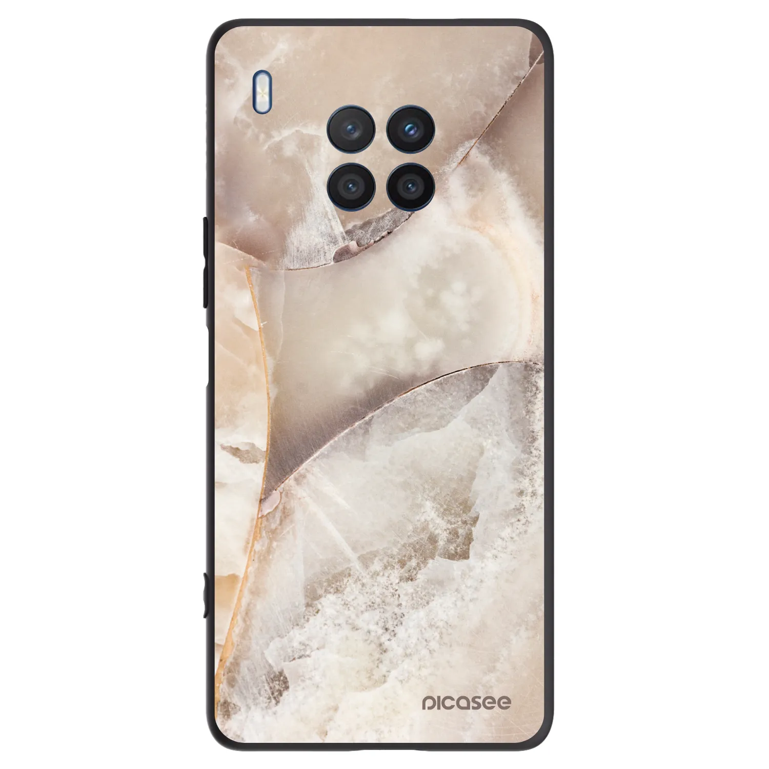 Picasee crna silikonska maskica za Honor 50 Lite - Cream marble