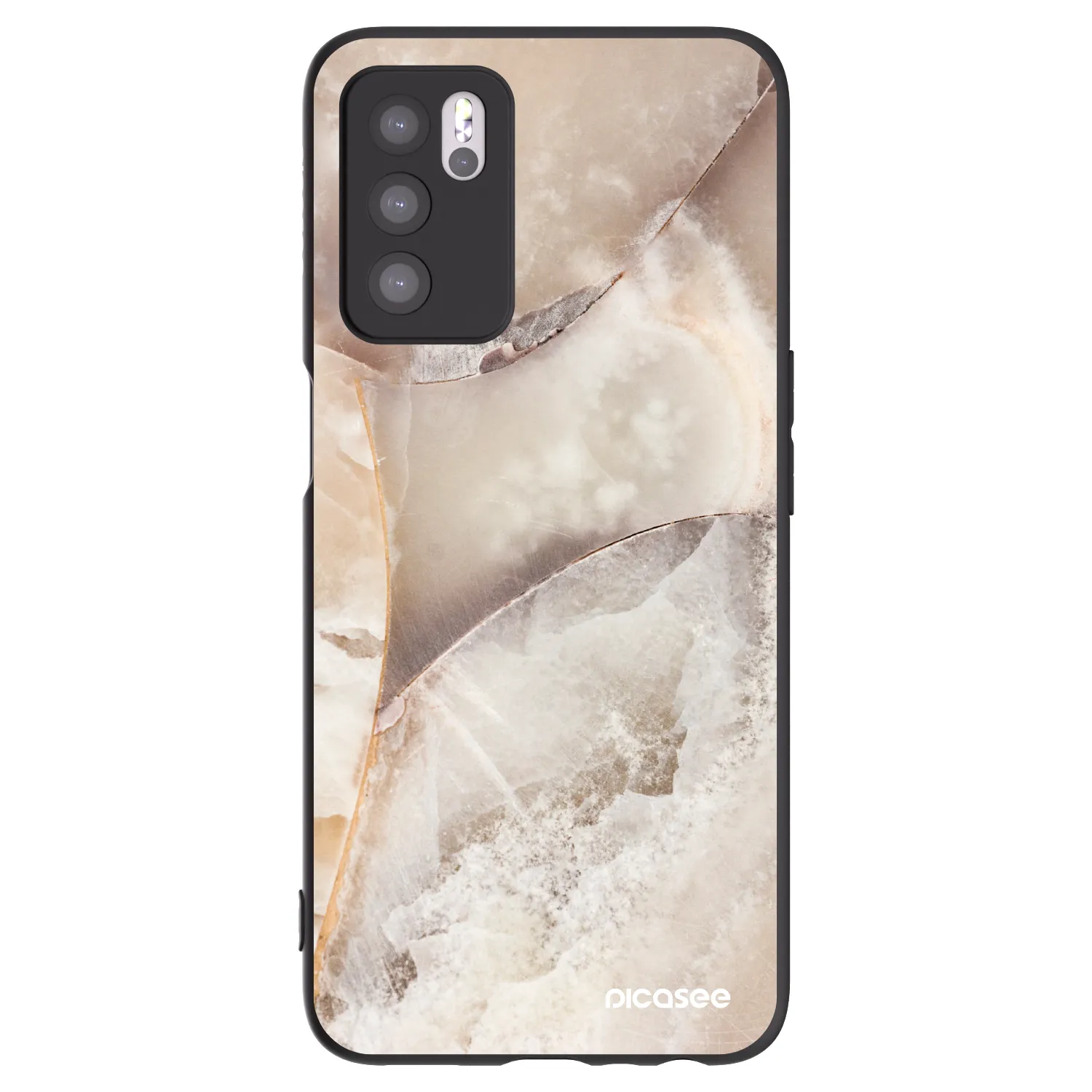 Picasee crna silikonska maskica za OPPO A16s - Cream marble