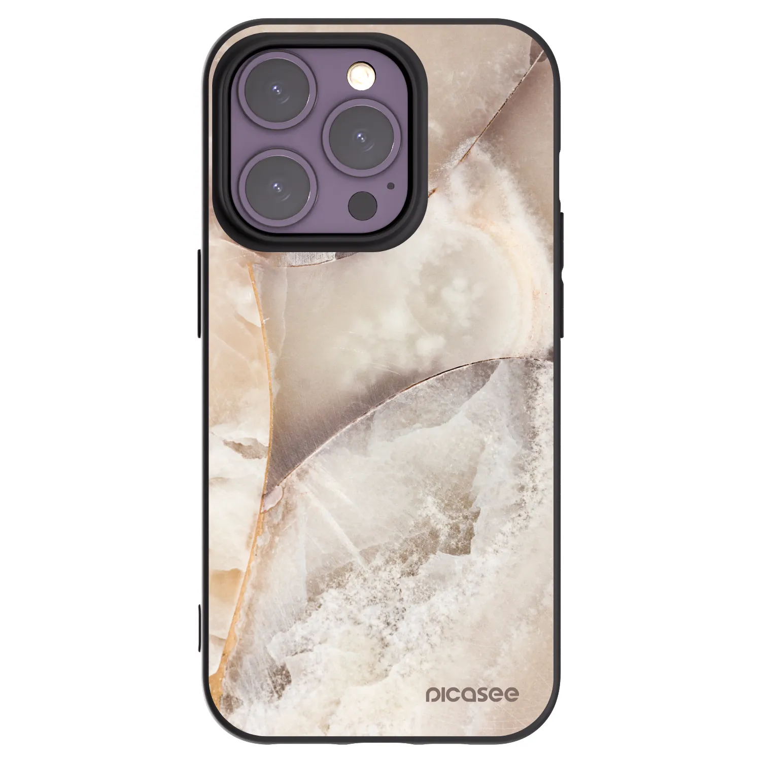 Picasee crna silikonska maskica za Apple iPhone 14 Pro - Cream marble