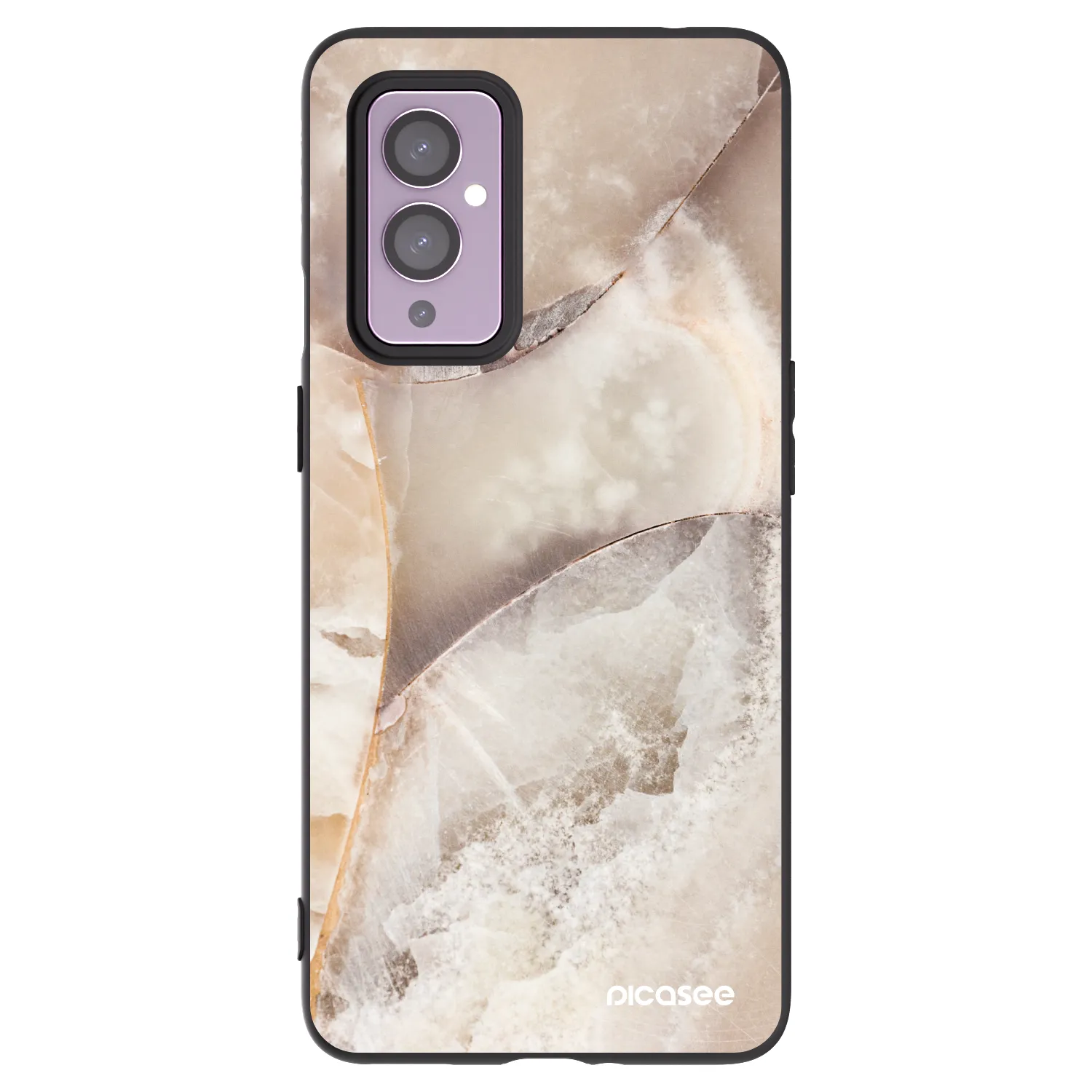 Picasee crna silikonska maskica za OnePlus 9 - Cream marble