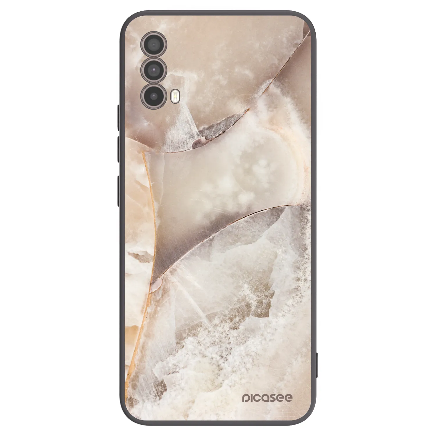 Picasee crna silikonska maskica za Motorola Moto E40 - Cream marble