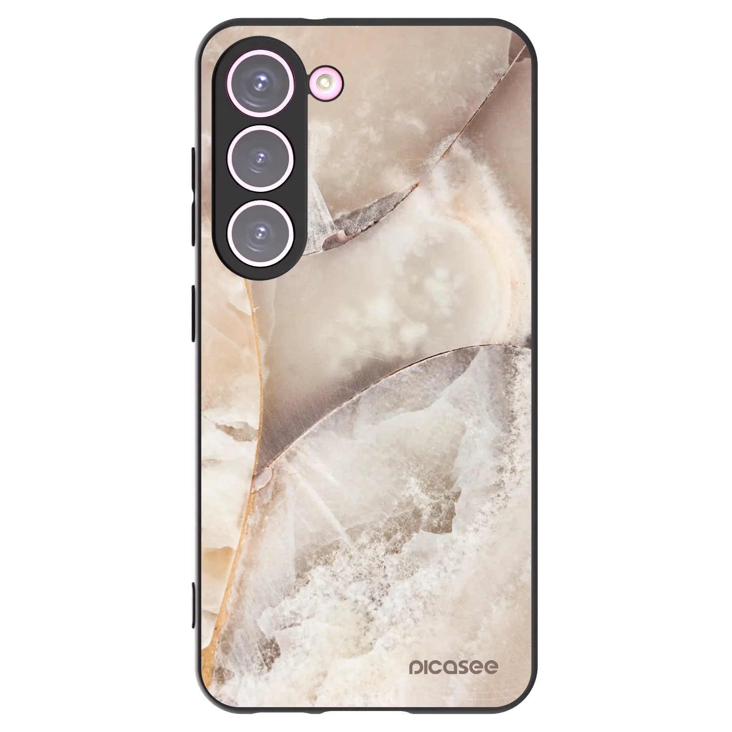 Picasee crna silikonska maskica za Samsung Galaxy S23 5G - Cream marble