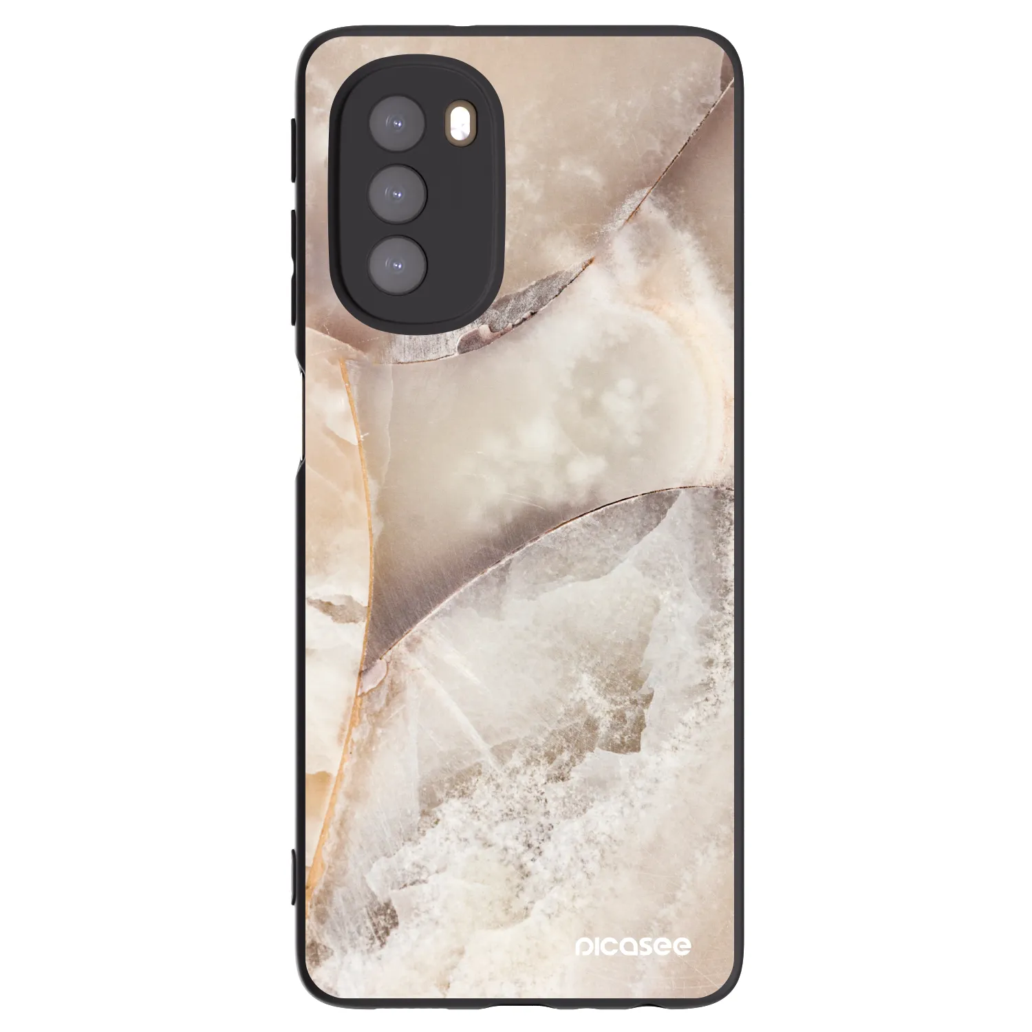 Picasee crna silikonska maskica za Motorola Moto G51 - Cream marble