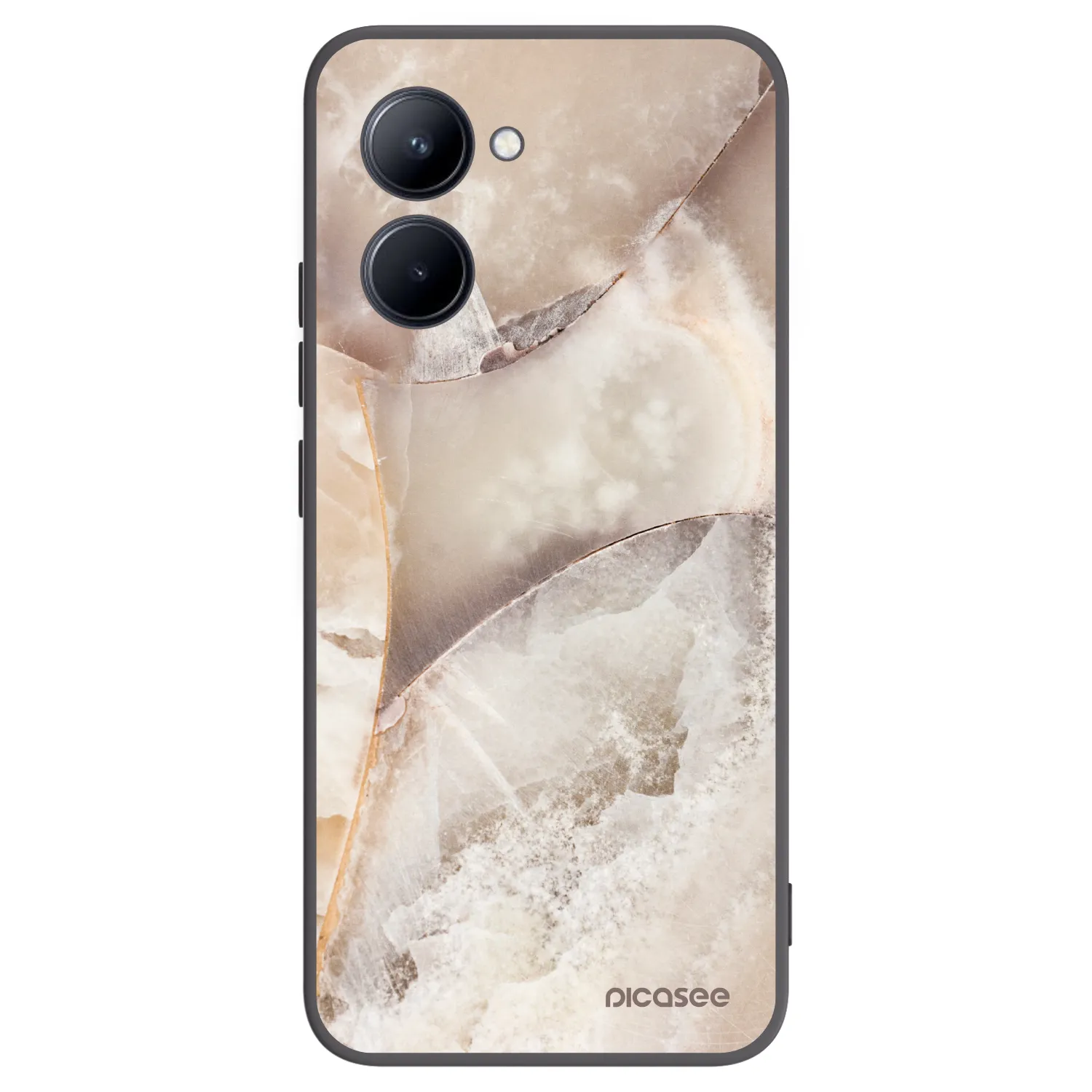 Picasee crna silikonska maskica za Realme C33 (2023) - Cream marble