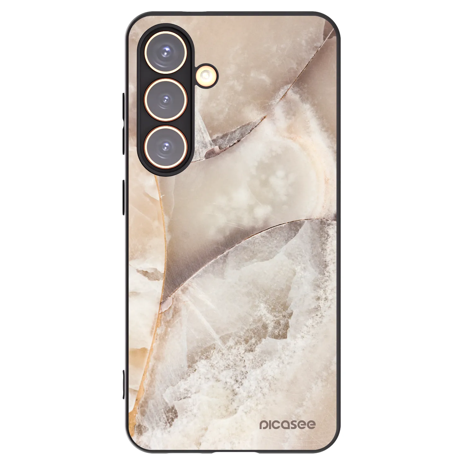 Picasee crna silikonska maskica za Samsung Galaxy S24 S921B 5G - Cream marble