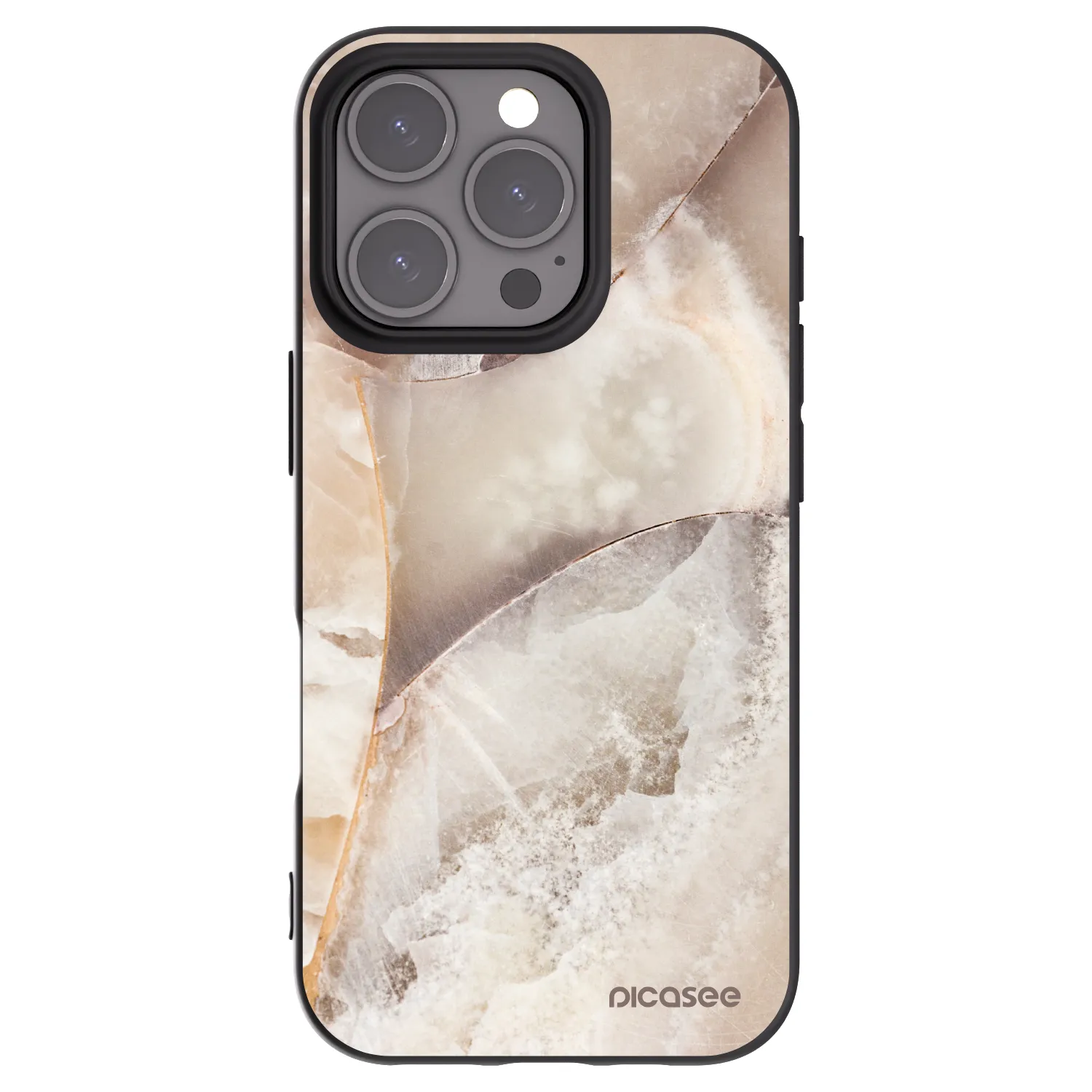 Picasee crna silikonska maskica za Apple iPhone 16 Pro - Cream marble
