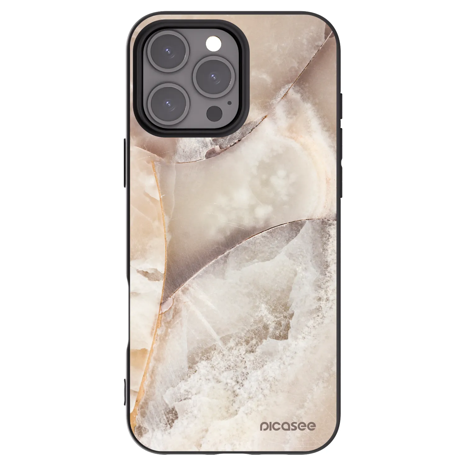 Picasee crna silikonska maskica za Apple iPhone 16 Pro Max - Cream marble