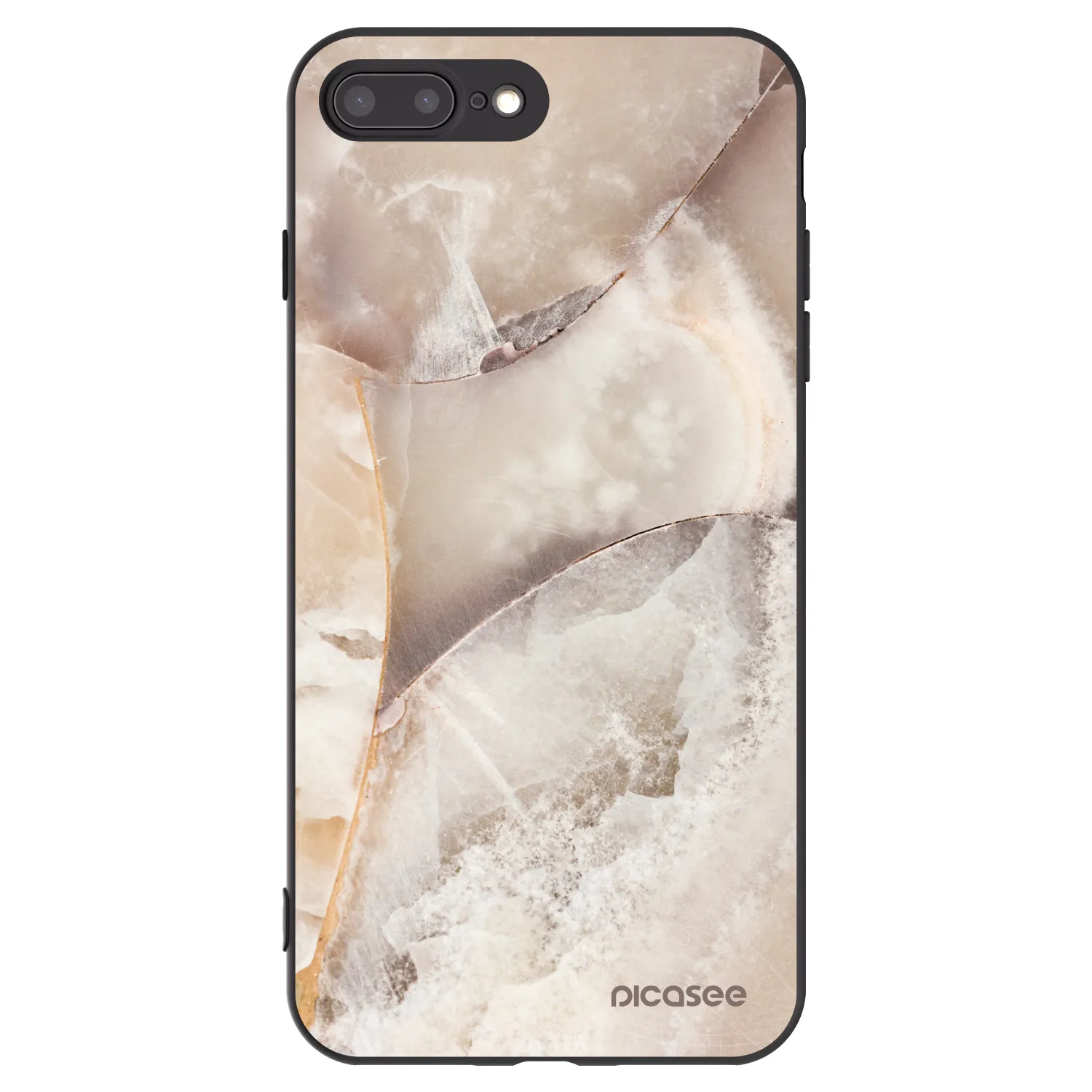 Picasee crna silikonska maskica za Apple iPhone 7 Plus - Cream marble