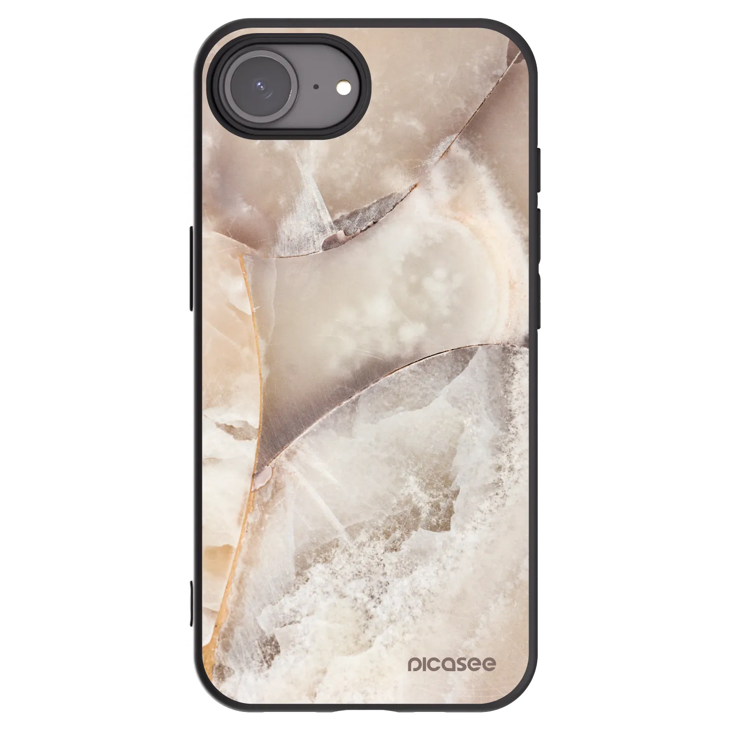 Picasee crna silikonska maskica za Apple iPhone 16e - Cream marble