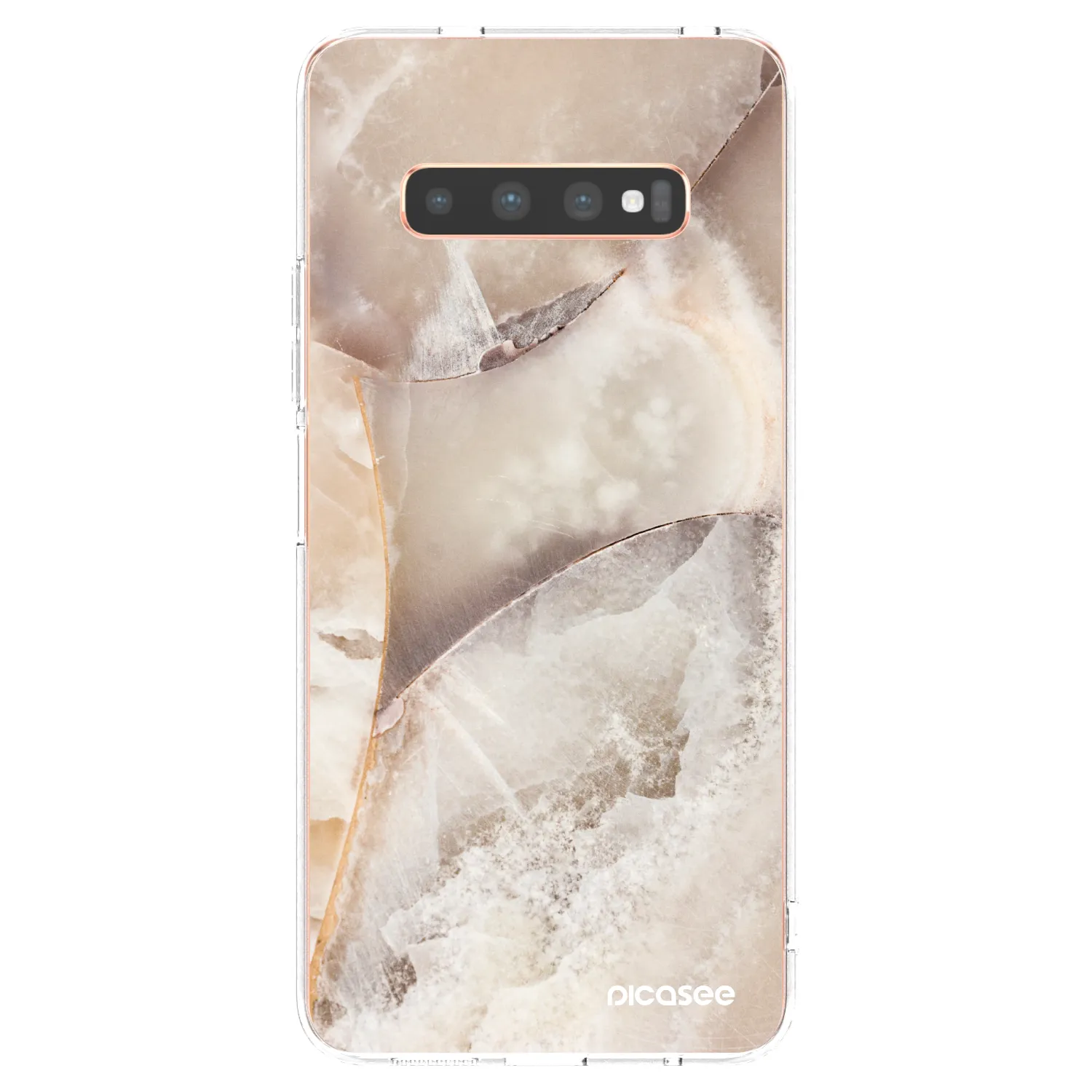 Picasee silikonska prozirna maskica za Samsung Galaxy S10 Plus G975 - Cream marble