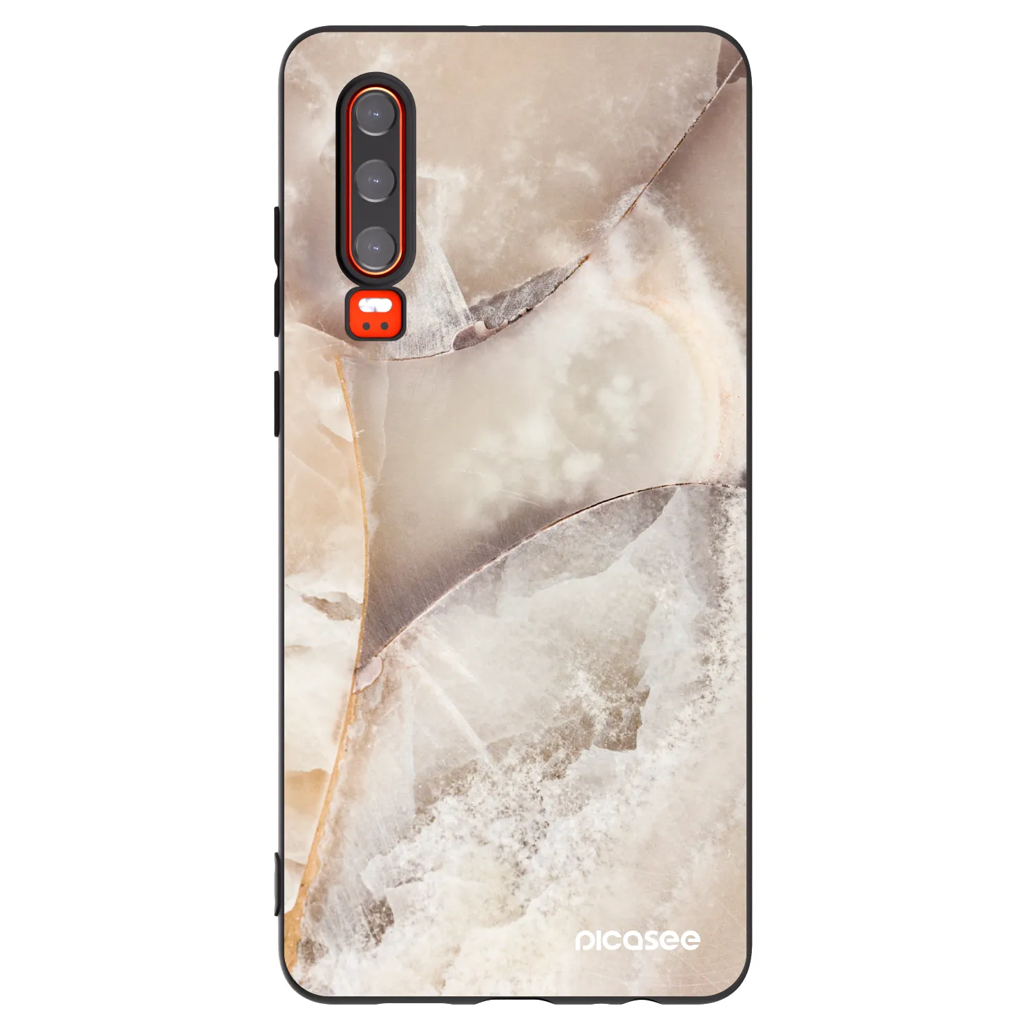 Picasee crna silikonska maskica za Huawei P30 - Cream marble