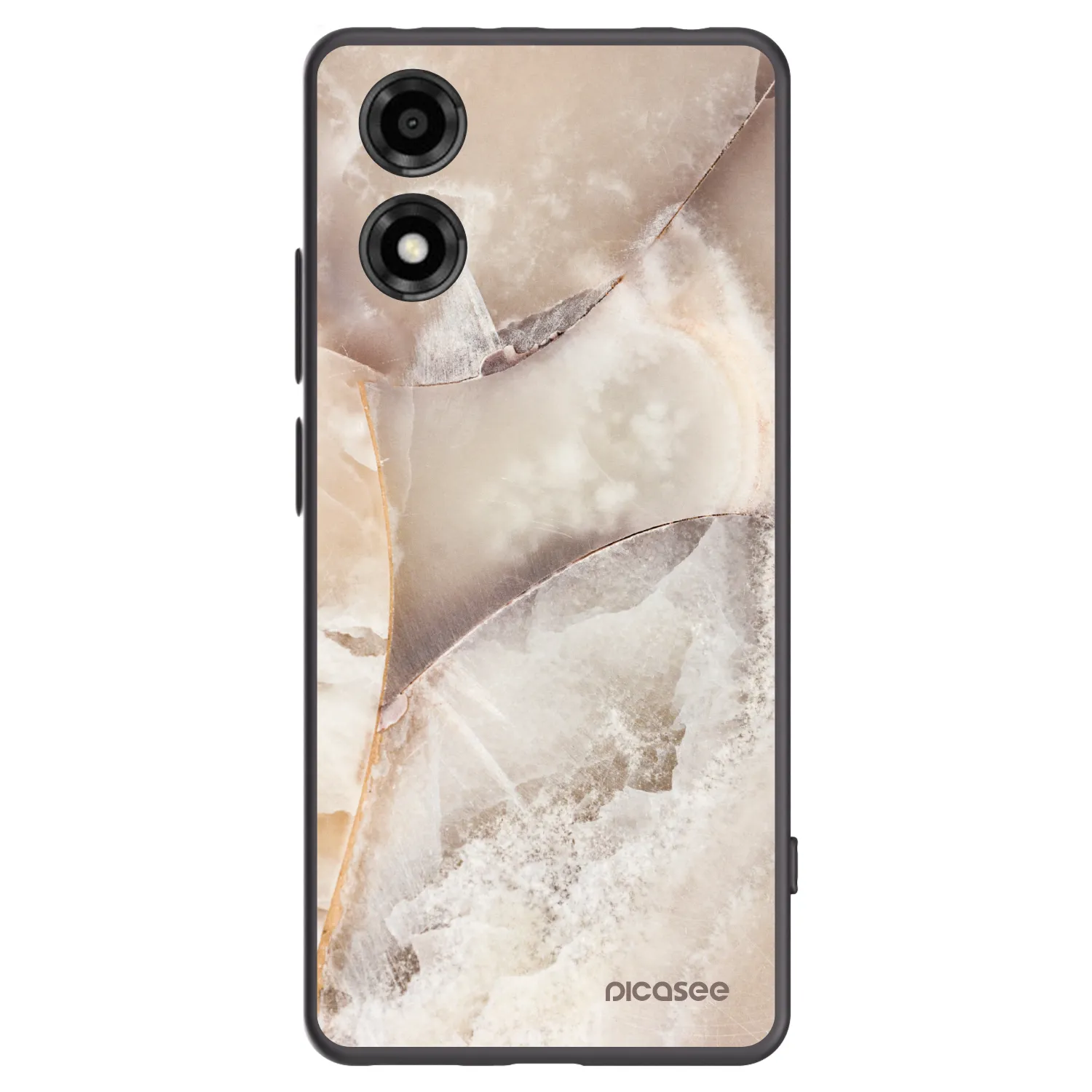 Picasee crna silikonska maskica za Motorola Moto E14 - Cream marble