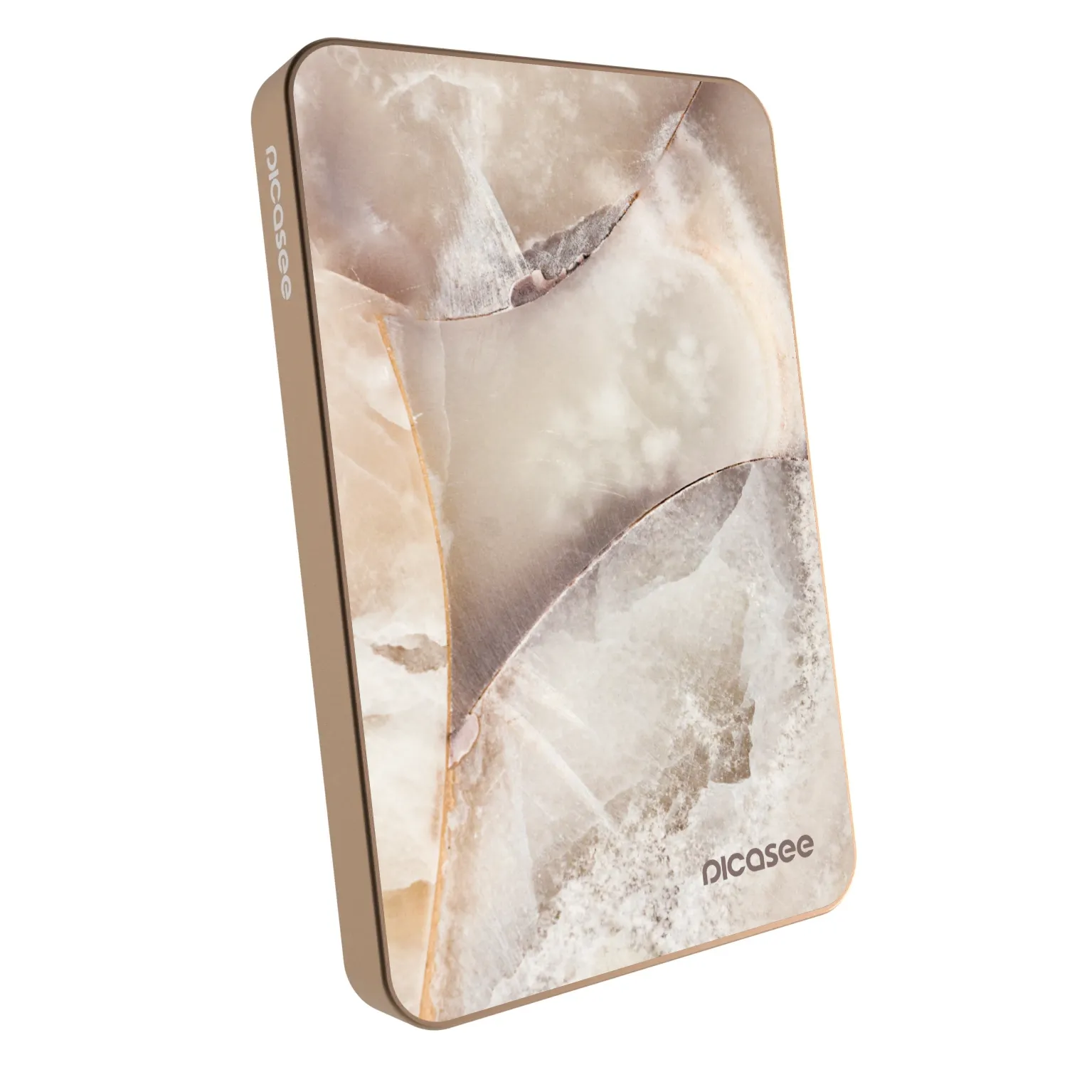 Picasee Prijenosni punjač s MagSafe 5 000 mAh Zlatni - Cream marble