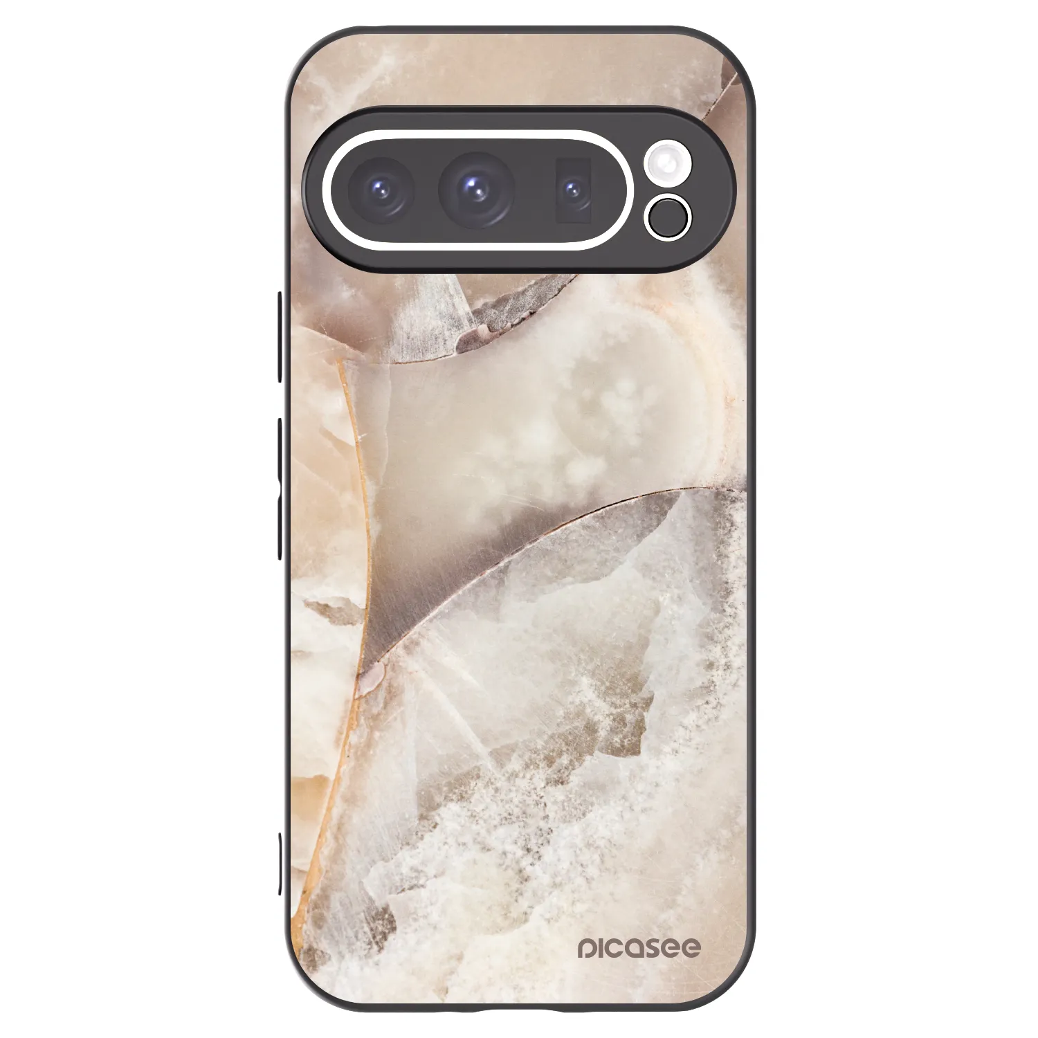 Picasee crna silikonska maskica za Google Pixel 9 Pro XL - Cream marble