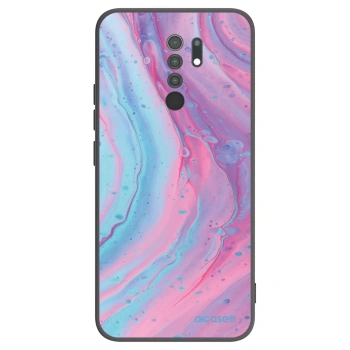 Picasee crna silikonska maskica za Xiaomi Redmi 9 - Pink liquid