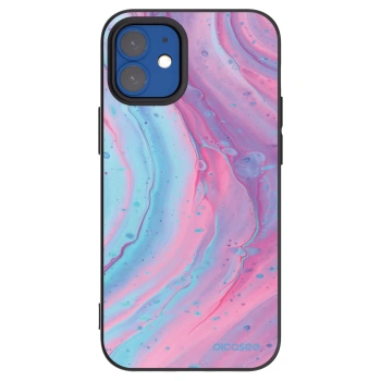 Picasee crna silikonska maskica za Apple iPhone 12 mini - Pink liquid