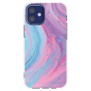 Picasee silikonska prozirna maskica za Apple iPhone 12 mini - Pink liquid