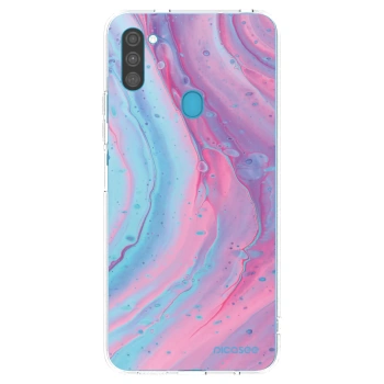 Picasee silikonska prozirna maskica za Samsung Galaxy M11 - Pink liquid