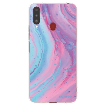Picasee silikonska prozirna maskica za Samsung Galaxy A20s - Pink liquid