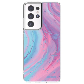 Picasee silikonska prozirna maskica za Samsung Galaxy S21 Ultra 5G G998B - Pink liquid