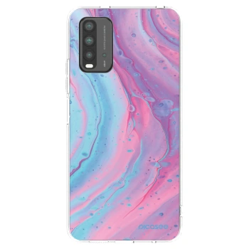 Picasee crna silikonska maskica za Xiaomi Redmi 9T - Pink liquid