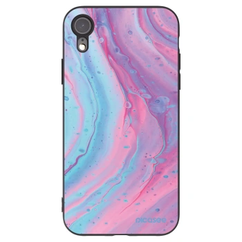 Picasee crna silikonska maskica za Apple iPhone XR - Pink liquid