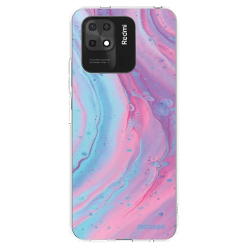 Picasee silikonska prozirna maskica za Xiaomi Redmi 10C - Pink liquid