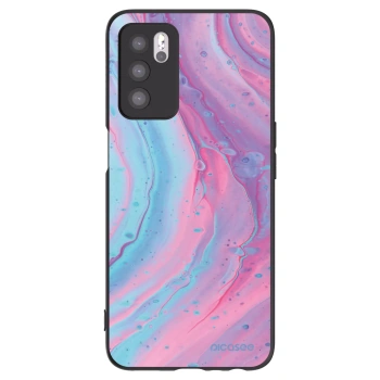 Picasee crna silikonska maskica za OPPO A16s - Pink liquid