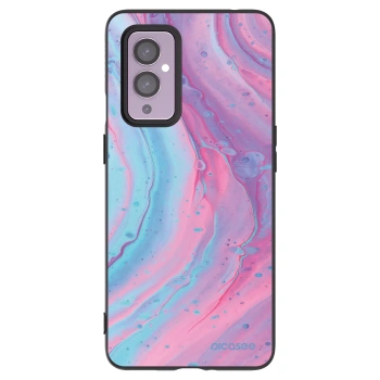 Picasee crna silikonska maskica za OnePlus 9 - Pink liquid