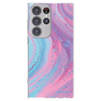 Picasee silikonska prozirna maskica za Samsung Galaxy S23 Ultra 5G - Pink liquid