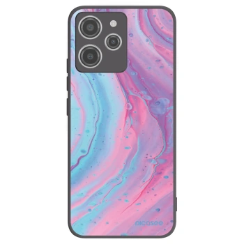 Picasee crna silikonska maskica za Xiaomi Redmi 12 4G - Pink liquid