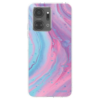 Picasee silikonska prozirna maskica za Honor X7a - Pink liquid