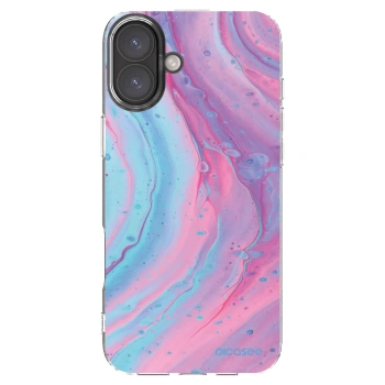 Picasee silikonska prozirna maskica za Apple iPhone 16 Plus - Pink liquid
