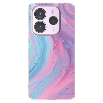 Picasee silikonska prozirna maskica za Xiaomi Redmi Note 14 5G - Pink liquid