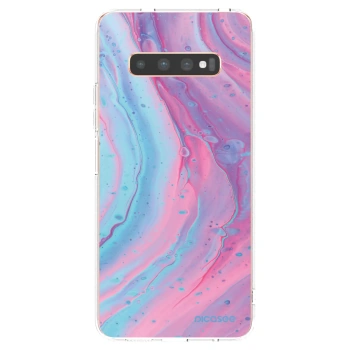 Picasee silikonska prozirna maskica za Samsung Galaxy S10 Plus G975 - Pink liquid