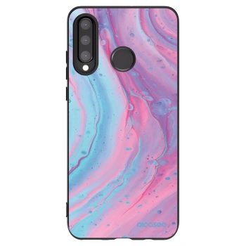 Picasee crna silikonska maskica za Huawei P30 Lite - Pink liquid