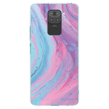 Picasee crna silikonska maskica za Xiaomi Redmi Note 9 - Pink liquid