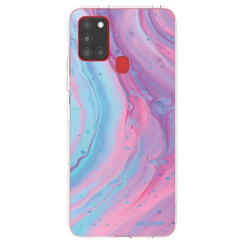 Picasee silikonska prozirna maskica za Samsung Galaxy A21s - Pink liquid
