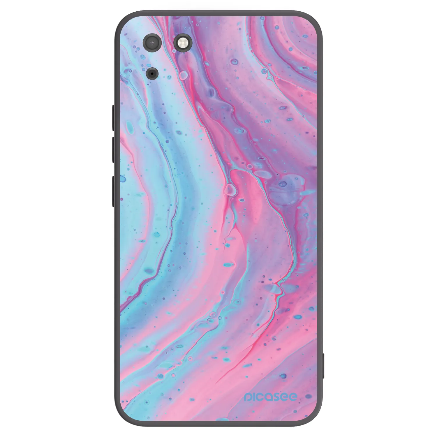 Picasee crna silikonska maskica za Huawei Y5P - Pink liquid