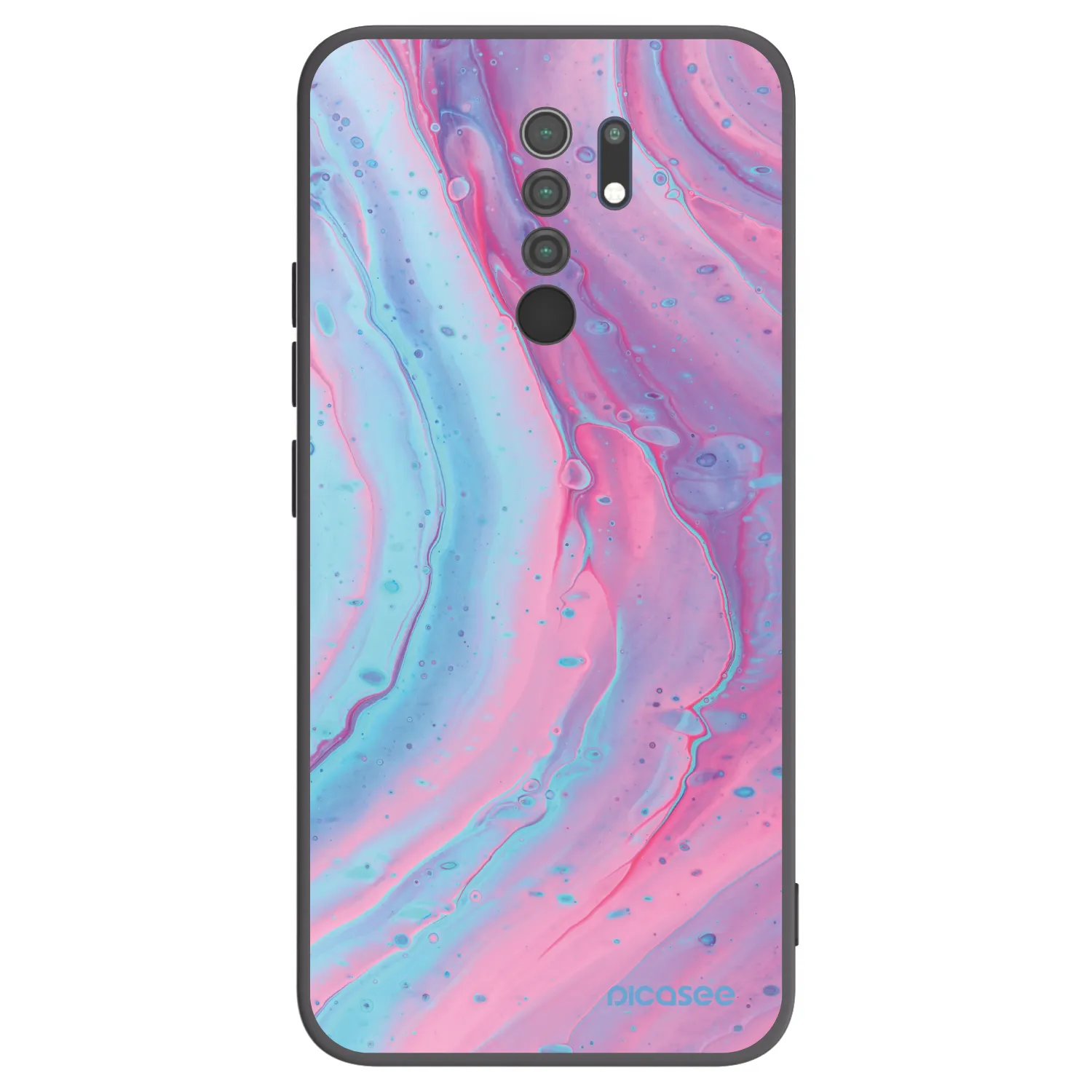 Picasee crna silikonska maskica za Xiaomi Redmi 9 - Pink liquid