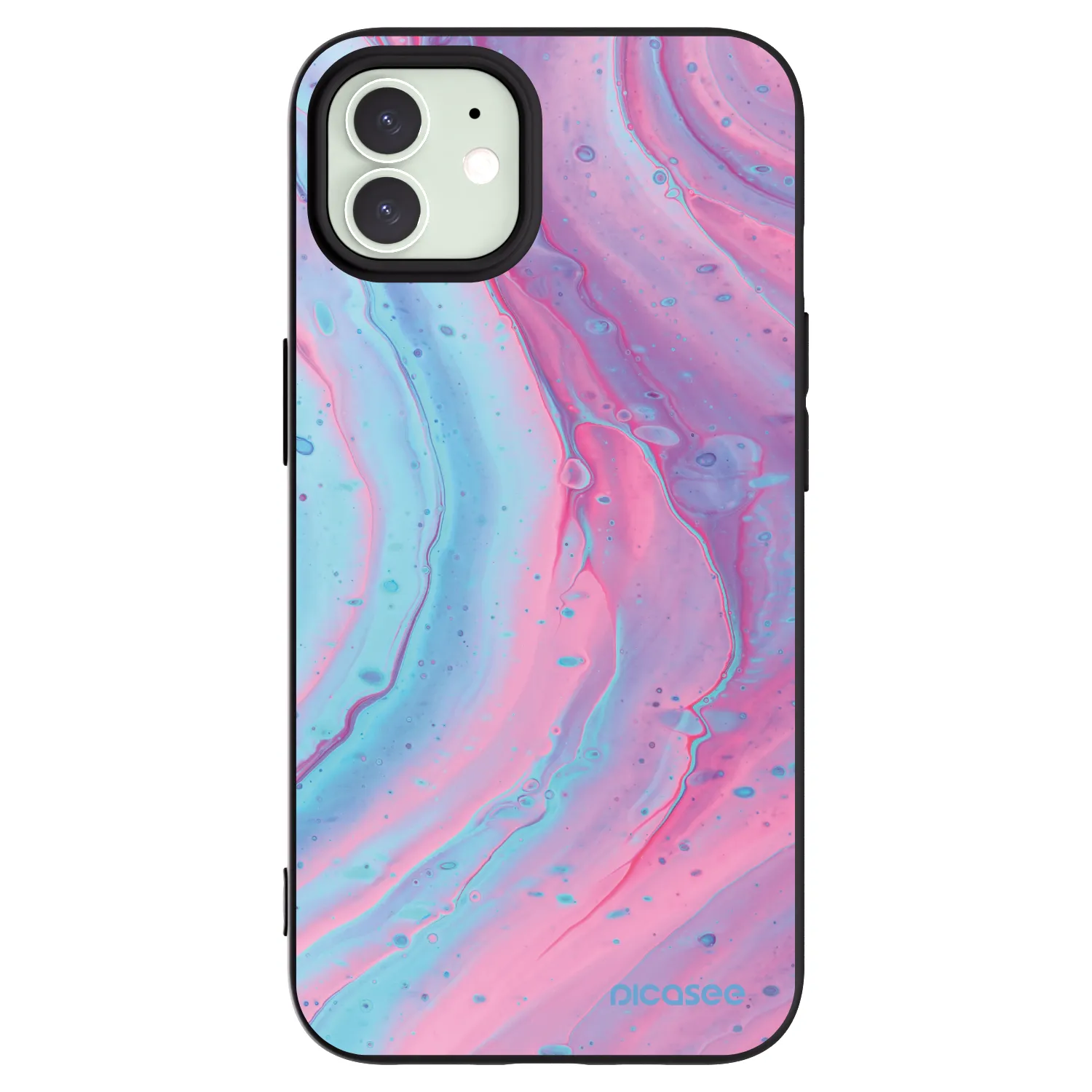 Picasee crna silikonska maskica za Apple iPhone 12 - Pink liquid