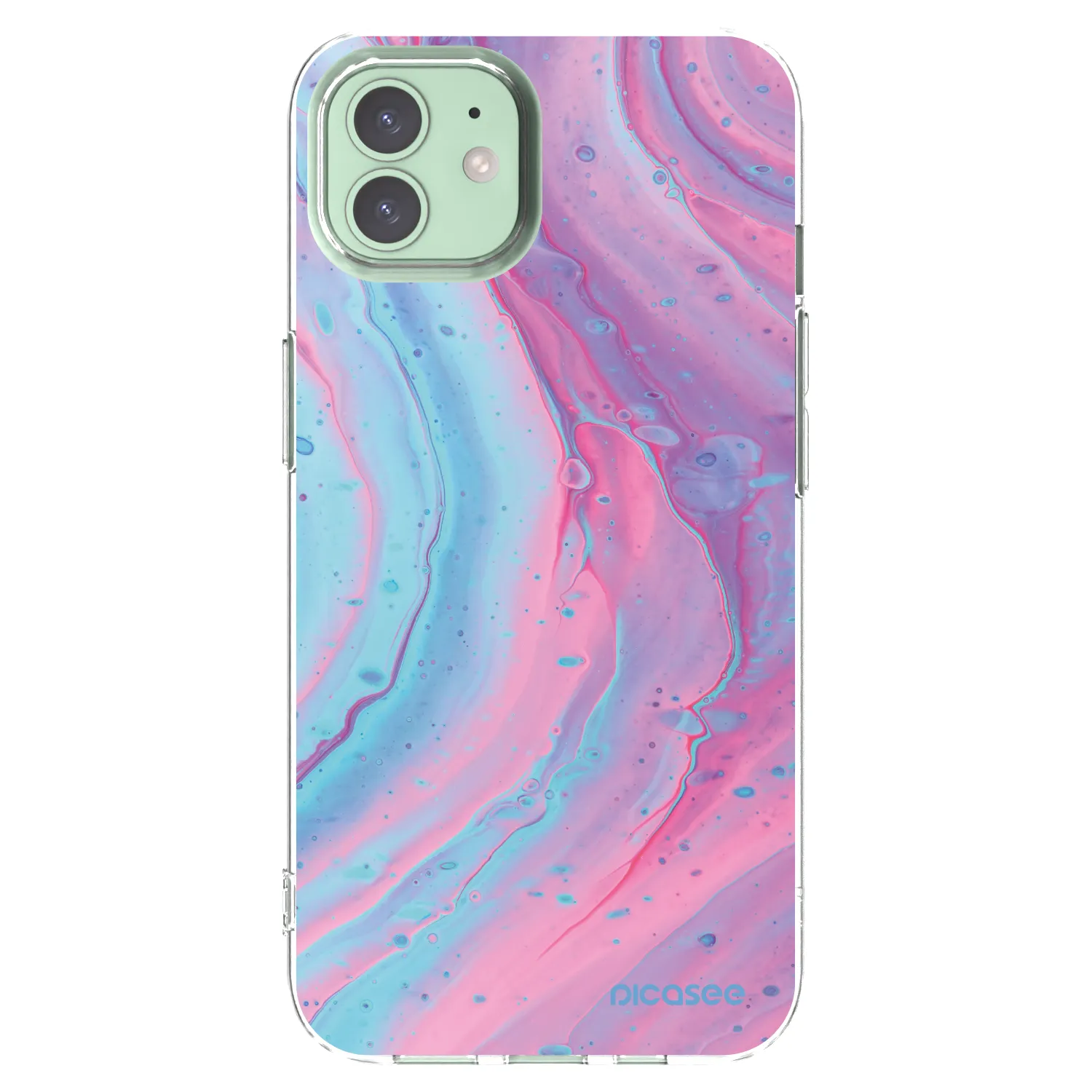 Picasee silikonska prozirna maskica za Apple iPhone 12 - Pink liquid