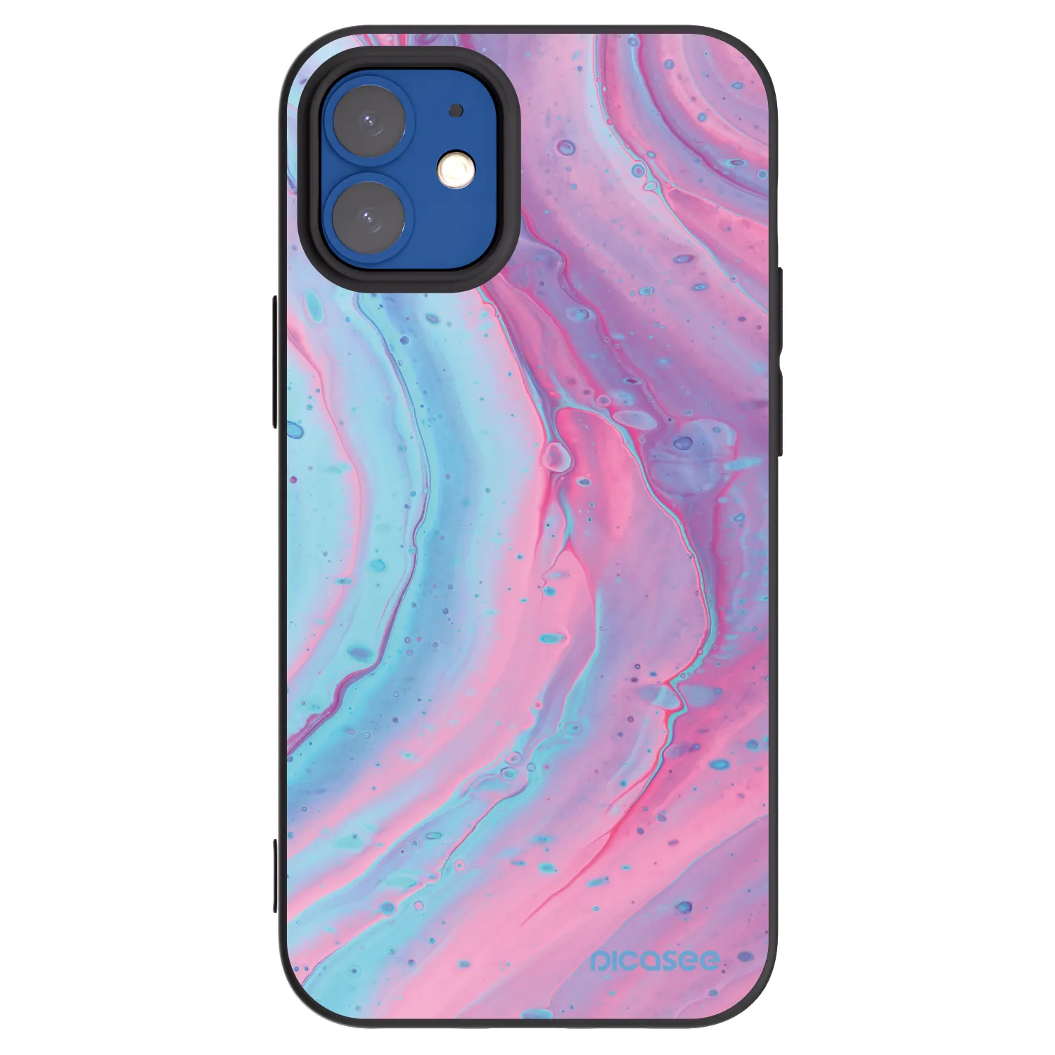 Picasee crna silikonska maskica za Apple iPhone 12 mini - Pink liquid
